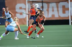 Pleun Lammers scores twice on four shots in Syracuse's 3-0 win over Columbia. 