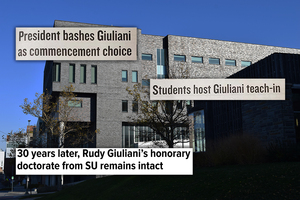 Giuliani’s degree drew protests from SU community members in 2002, when he was invited to the commencement ceremony, and in the past year following his attempts to undermine the 2020 presidential election.