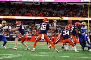 Garrett Shrader recorded a passing touchdown on Syracuse's opening drive, but its offense struggled afterwards.