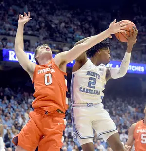 Without Symir Torrence, Jimmy Boeheim was the secondary ball handler for SU against the Tar Heels.