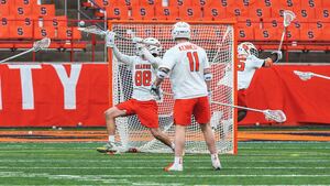 Bobby Gavin and Harrison Thompson have split time in goal for Syracuse this sesaon.