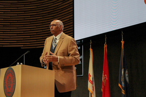 Steele's speech focused on the connection between faith and public service as a part of the annual Borgognoni Lecture.
