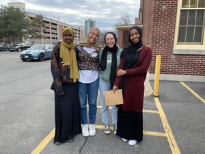 (Left to right) Rayan Mohamed, Noor Alowaid, Yasmine Kanaan and Ladan Farah have given speeches on hiring faculty advocates for immigrant students.
