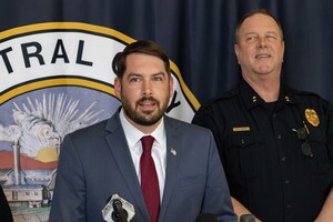 Richard Shoff (right), currently a deputy chief of Syracuse Police Department, has been appointed as the next first deputy chief of the department. Photo taken in April 2022. 