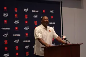 Dino Babers said Syracuse’s program is still “right on track” despite a five-game losing streak that’s putting a winning season in jeopardy.