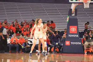 Georgia Woolley (pictured No. 5) returned to the lineup for the first time since the season-opener.