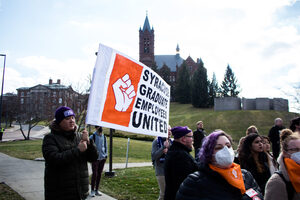 Lauren Ashby, a member of the Syracuse Graduate Employees United organizing committee, said its members are working with Syracuse University's administration to create a path to a fair and neutral election process. SGEU will host voting sessions on April 3 and April 4 at the JMA Wireless Dome for members to decide on whether to certify its unionization effort.