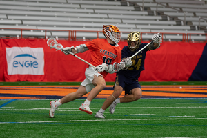 Alex Simmons and Cole Kirst combined for seven points in the loss to Notre Dame. 