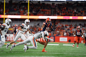 Oronde Gadsden II was injured on Syracuse's second offensive play against Western Michigan. In two games this year, Gadsden has tallied 67 yards and one touchdown