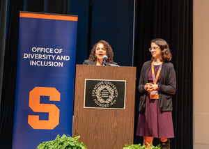 Suzette Meléndez and Christina Papaleo were the co-chairs of the symposium. The symposium included a keynote panel with university leadership and research project presentations from students and faculty regarding inclusivity. 