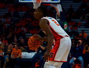 J.J. Starling (pictured) led Syracuse with 16 points, but Judah Mintz was held to five by Virginia in an 84-62 loss.