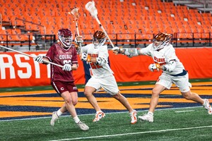 Syracuse scored five goals in the opening six minutes against Colgate, cruising to a second straight blowout win.