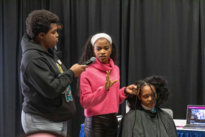 Local braider Jess Aimunmondion introduces her brand and shares about her work. The Black Beauty Expo provided an opportunity for Black entrepreneurs on campus to be seen and heard.