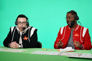 Noah Eagle and Nate Burleson were joined by SpongeBob SquarePants and Patrick Star in the booth to call  Nickelodeon's first-ever Super Bowl broadcast.
