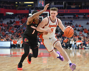 Though Quadir Copeland fouled out, Judah Mintz and Chris Bell combined for 44 points in Syracuse’s 82-76 victory over Louisville. 