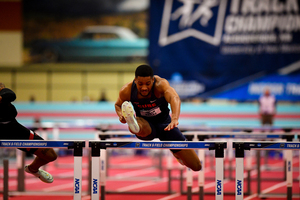 Trei Thorogood and Jaheem Hayles (pictured) each earned top-10 finishes at the Penn Relays in Syracuse track and field’s final regular-season competition.