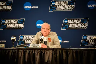 Jim Boeheim addressed the media before Friday's game against the Horned Frogs.