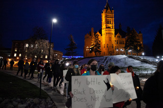 Students and allies take to the streets of campus to march in support of the Take Back the Night event. 