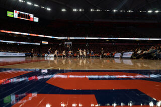 Syracuse men’s basketball takes on Duke in the JMA Wireless Dome on Saturday, February 18. All three tiers of the Dome were majorly filled with Orange fans for the matchup. 