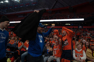 The student section, dressed as a sea of orange, booed at every Duke fan that walked past. Otto’s Army organized an orange out for the game to combat the color of the Blue Devils. 