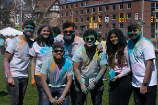 Clothes, which were once white or lightly colored, are adorned with powders of every color after the Holi celebration.